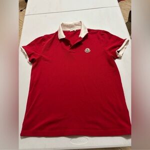 Moncler Signature Logo Collar Polo Shirt - Red Polos, Clothing Sz L
